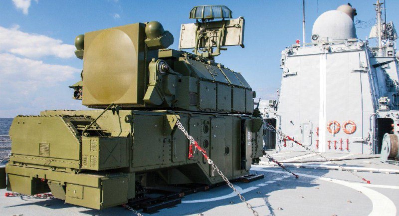 The Tor 2 anti-aircraft system normally operates on land but is being used as an improvised defence at sea