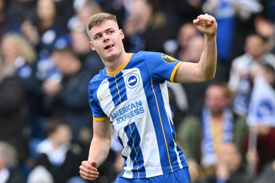 Evan Ferguson scored twice to seal Brighton's place in the semi-finals