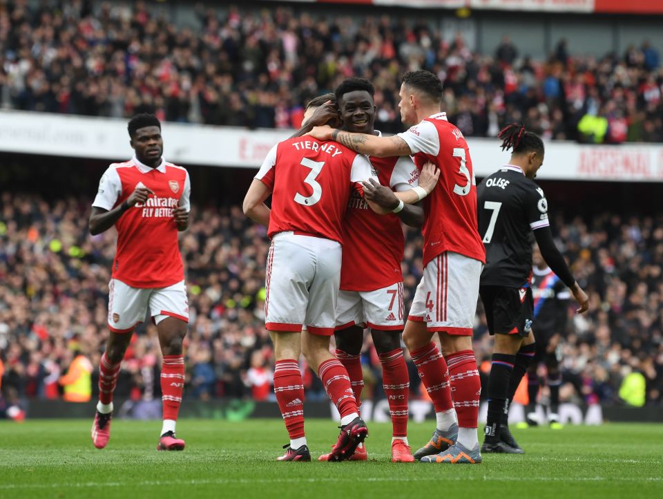 The Gunners defeated Crystal Palace 4-1 on Sunday