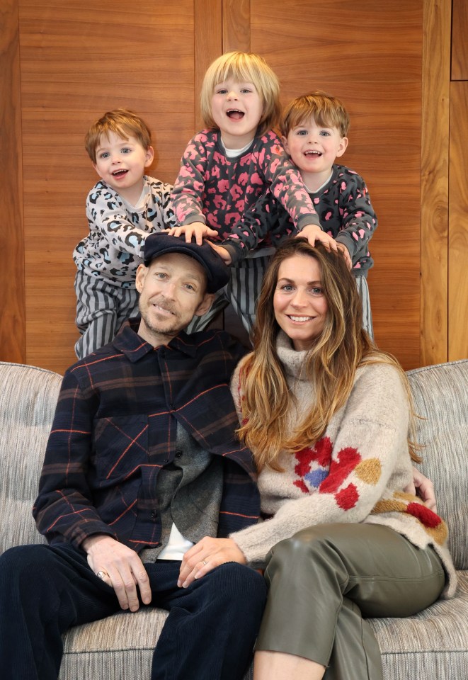 Jonnie with his wife Jessica and three children Rex aged 3 (centre) and twins Rafa and Cormac