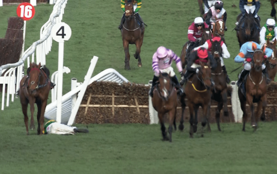 The Irish jockey was left in a heap on the floor and was attended to by paramedics