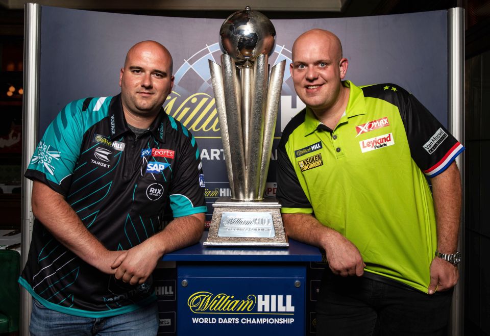 Cross, left, was recently labelled 'boring' by Michael van Gerwen, right