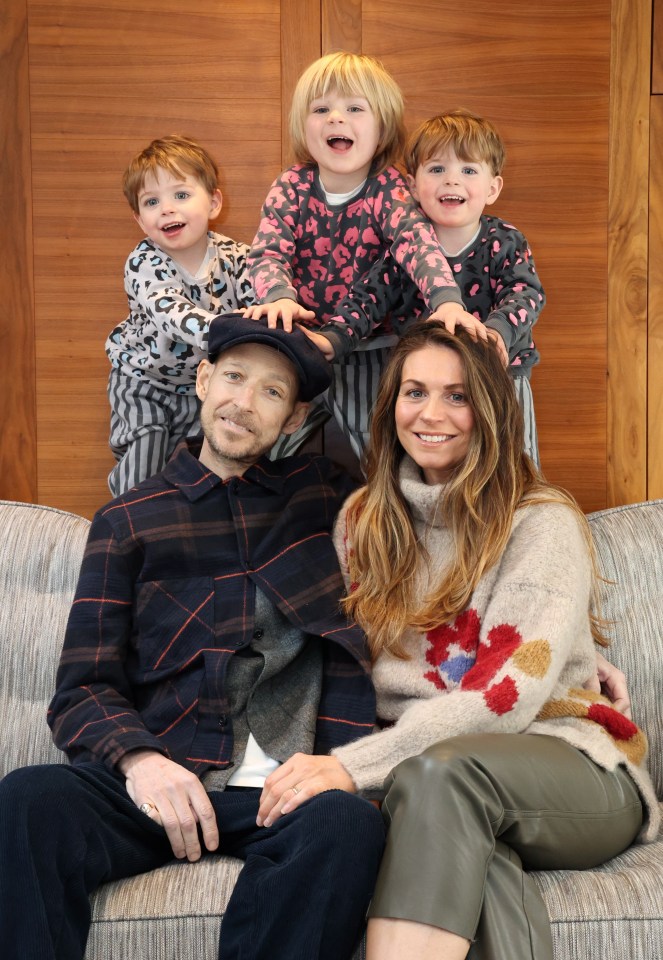 Jonnie Irwin with his wife Jessica and three children Rex aged 3 (centre) and twins Rafa and Cormac