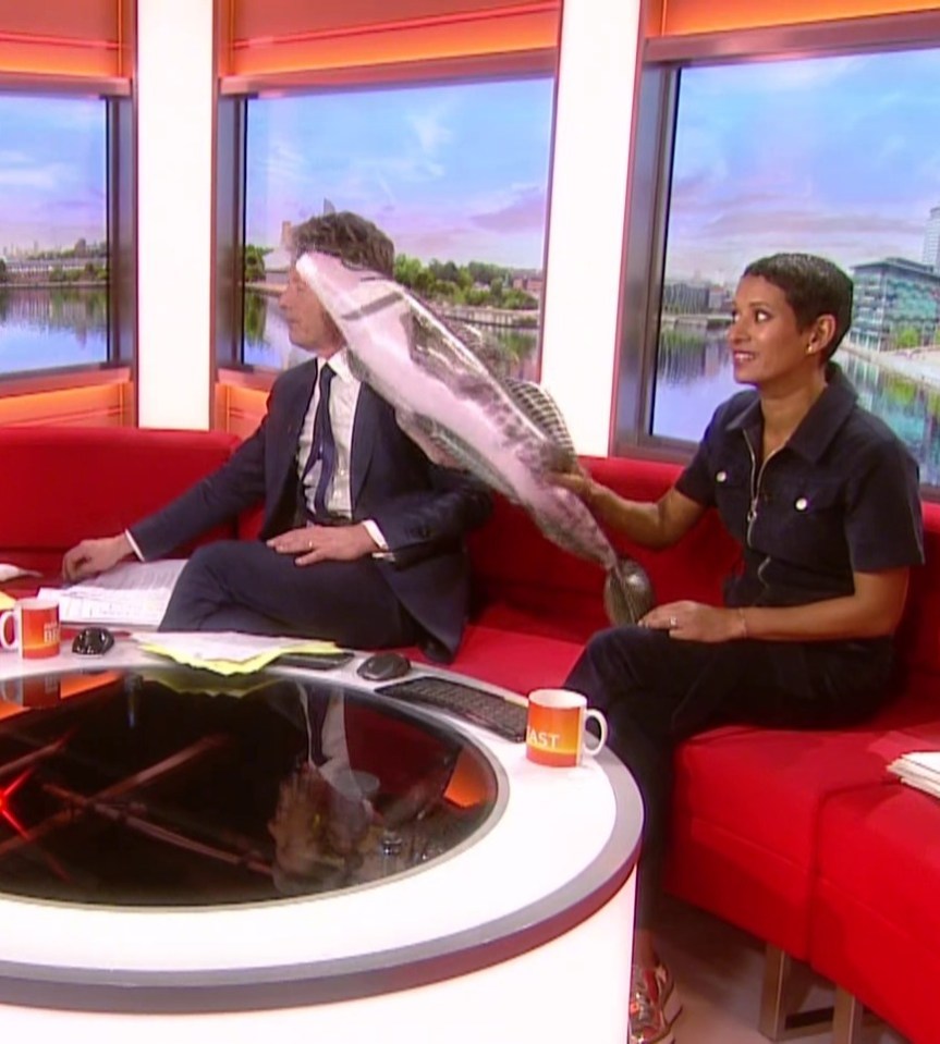 Naga Munchetty was given an inflatable fish on BBC Breakfast today