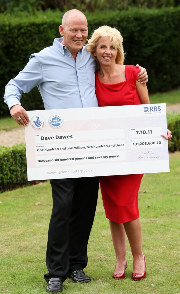 Dave and Angela Dawes from Cambridgeshire showed off their £101m win