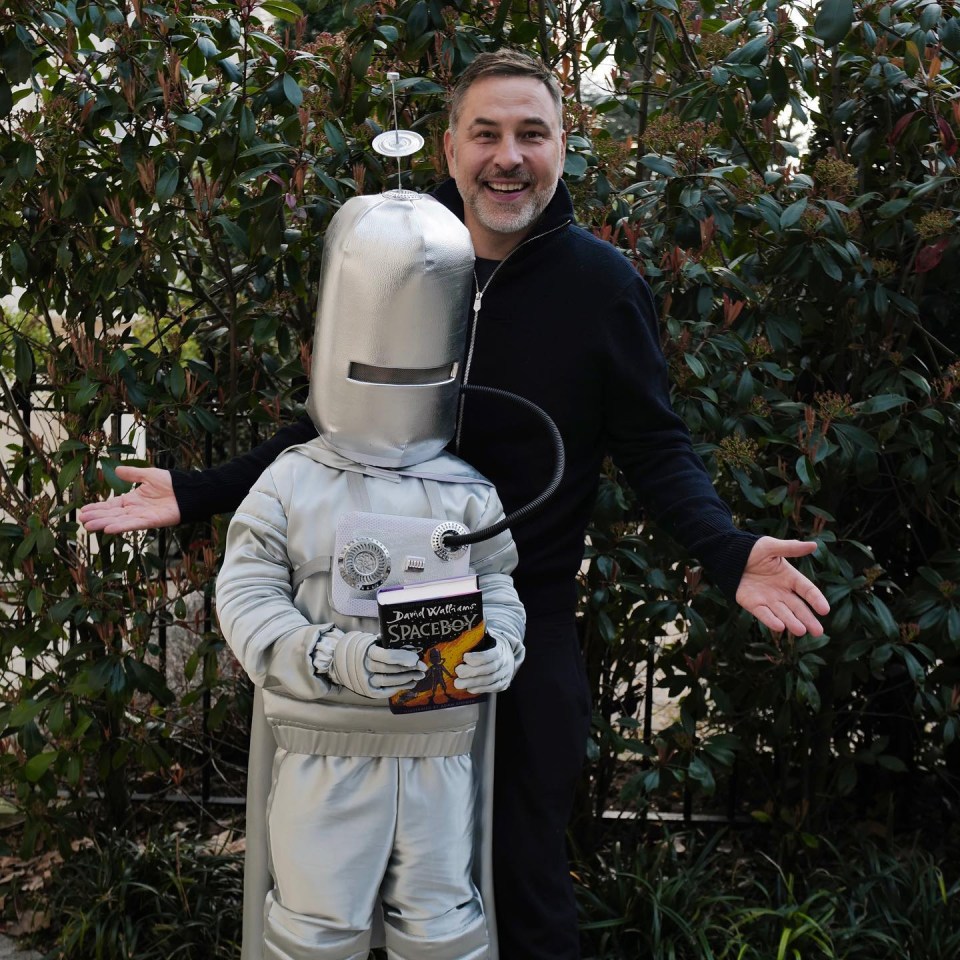 David Walliams and his son Alfred on World Book Day