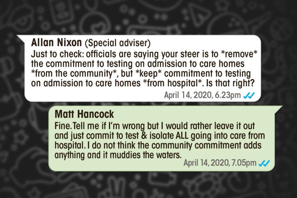 Allan Nixon and Matt Hancock's leaked message about care home testing