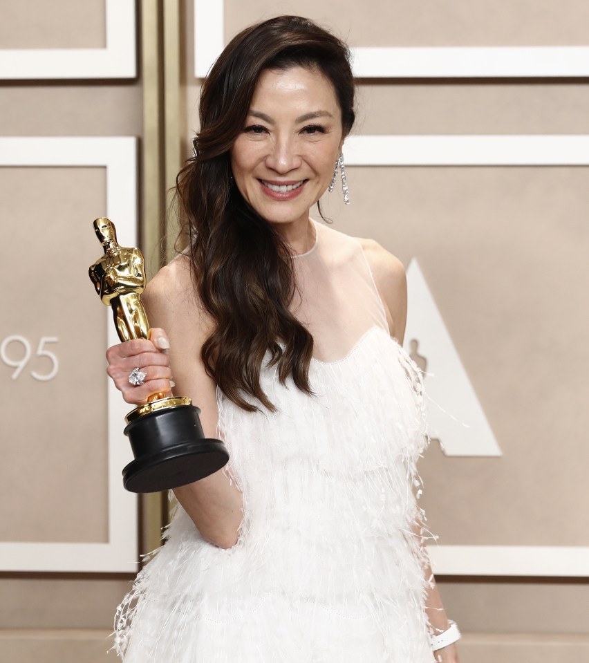 Michelle Yeoh with her Oscar for Best Actress for Everything Everywhere All At Once