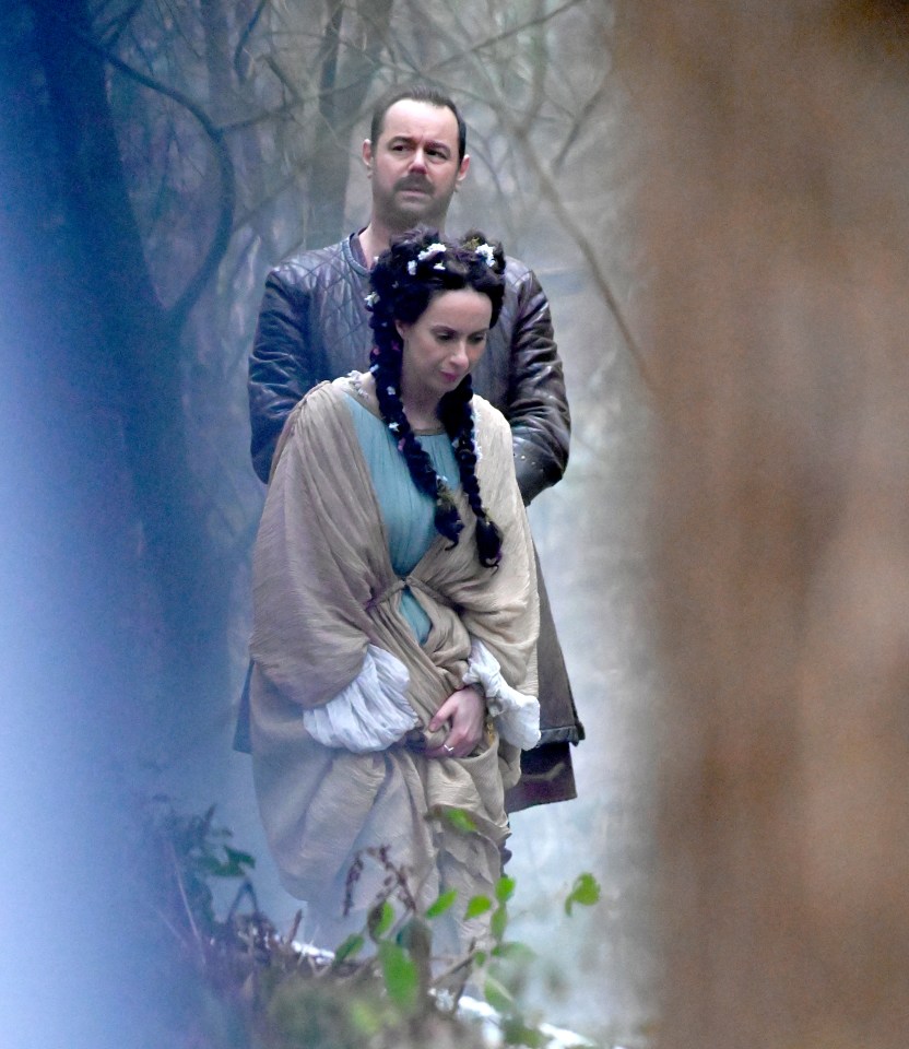 The actor and co-star Kate O'Flynn were spotted filming Henpocalypse! in woodland