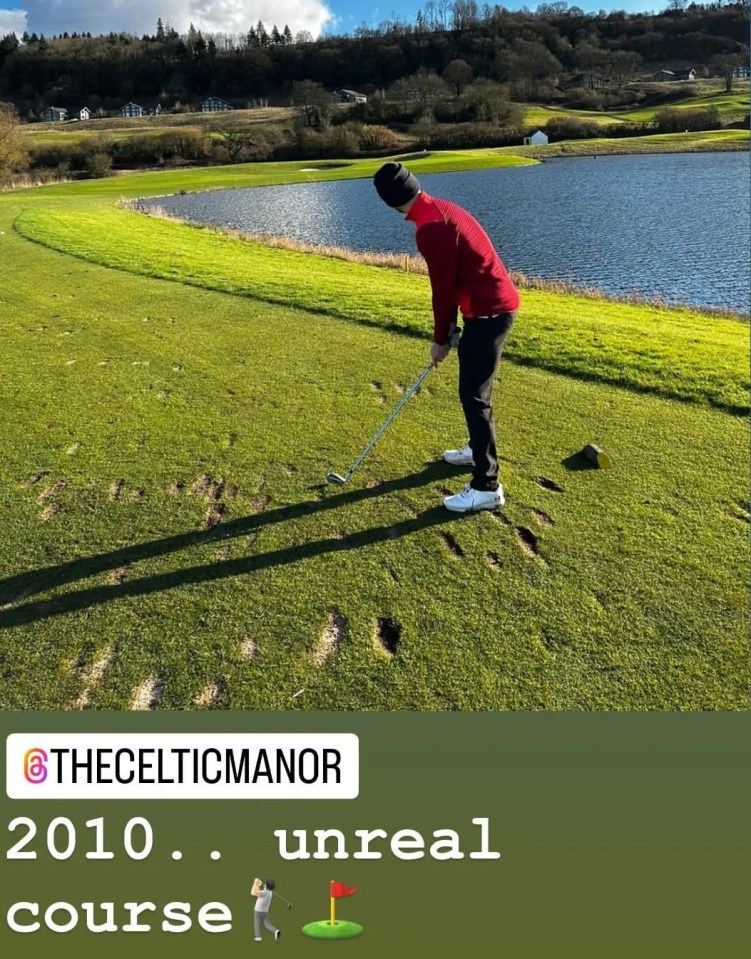 Liam enjoyed playing golf at Celtic Manor resort