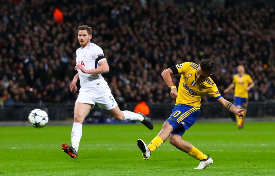 Paulo Dybala scored a knockout goal against Spurs in the Champions League in 2018