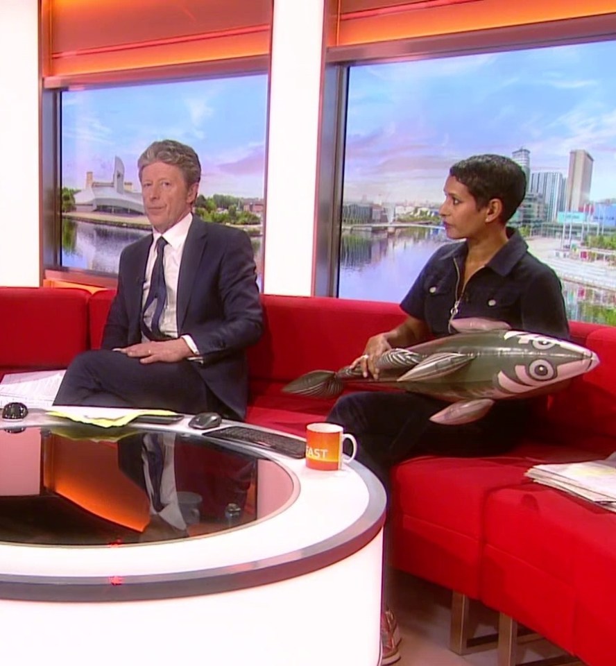 Her co-host Charlie Stayt didn't seem to be enjoying the japes quite as much