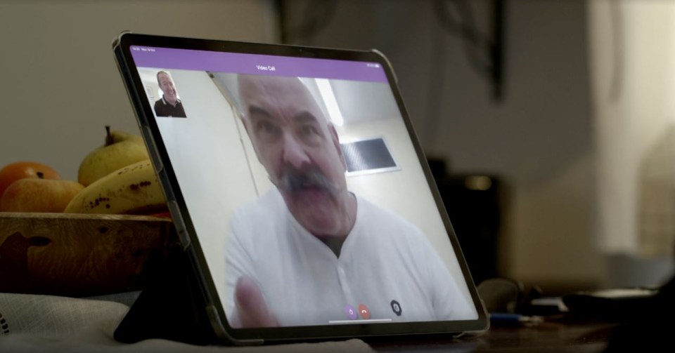 Bronson speaking over a video call in a recent TV documentary