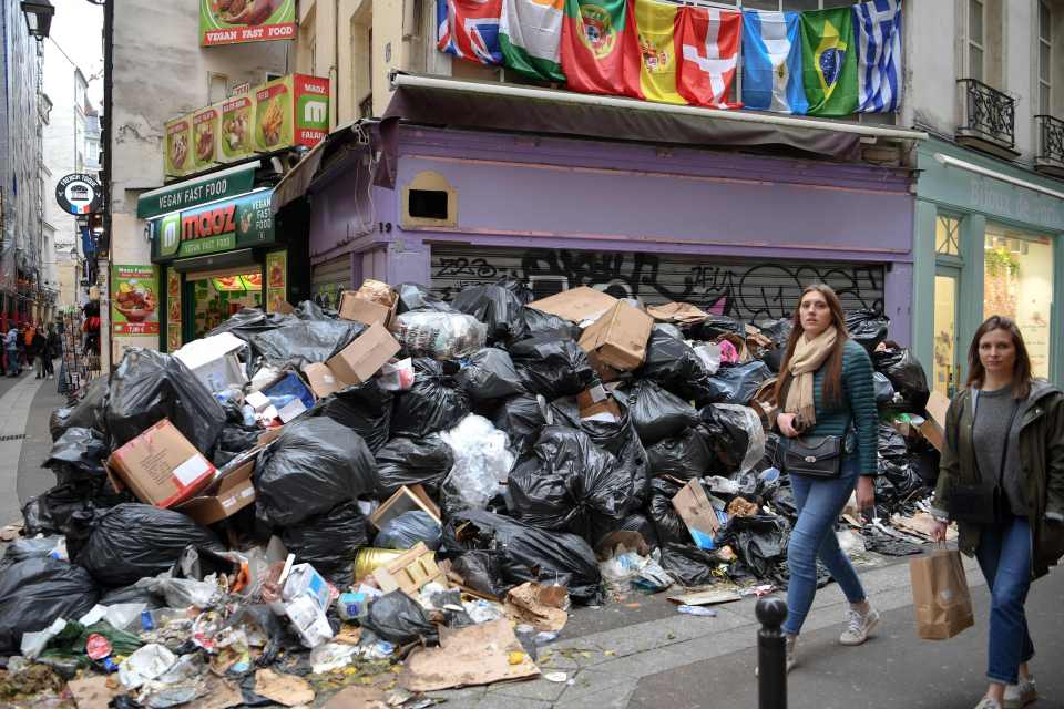 Rubbish has piled up in the streets of Paris as a result of the strikes