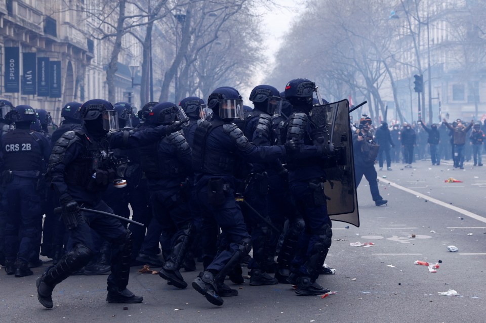 Riot cops have been bolstered by armoured cars, water cannon, and military units