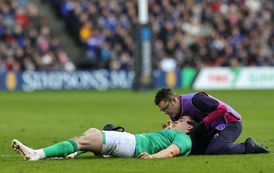 Medics raced on to the field after his head collided with an opponent’s leg