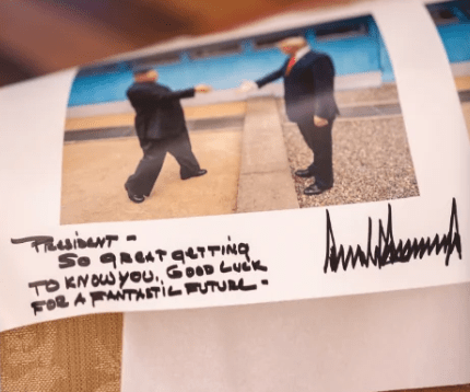 Hand written note by Trump to Kim Jong-un