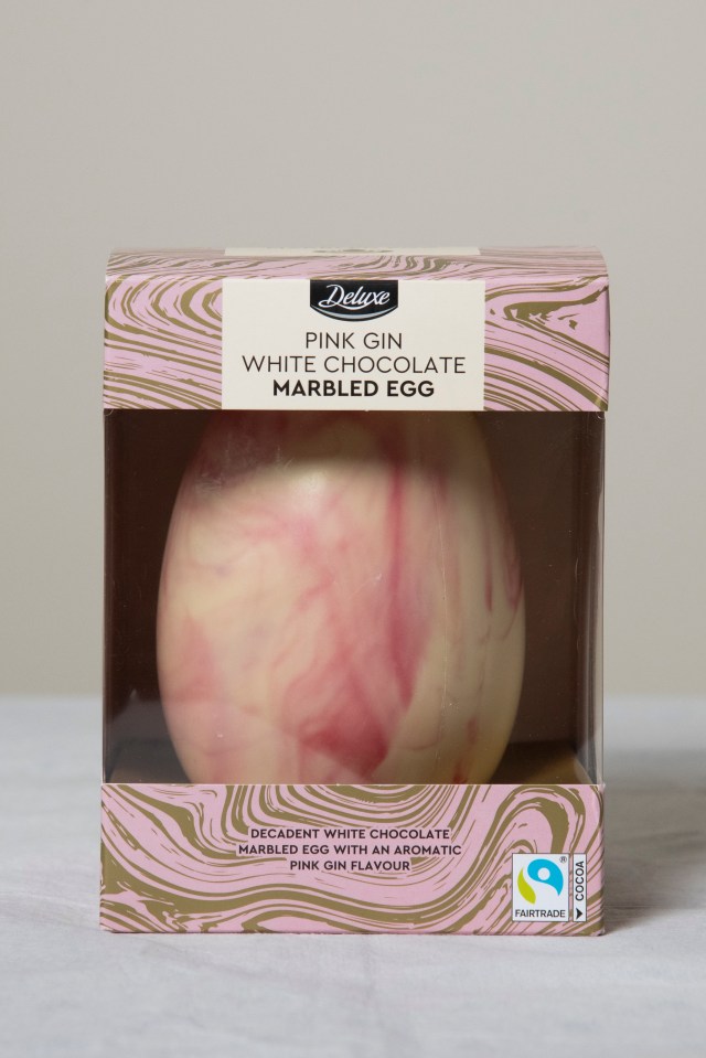 This egg is as pretty as a picture but the pink gin flavouring won't get you drunk