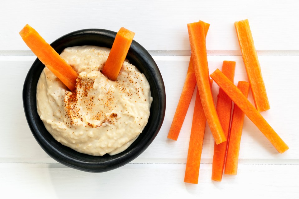 A portion of hummus with carrot sticks would only require a 37 min walk to burn off