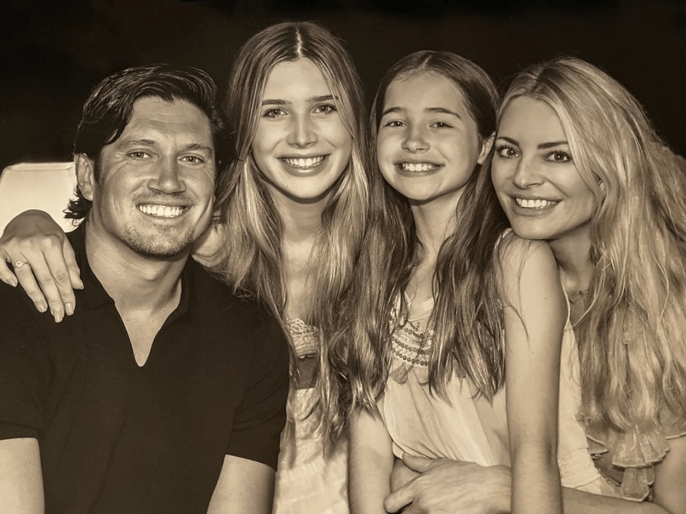 Vernon with wife Tess and daughters Phoebe and Amber