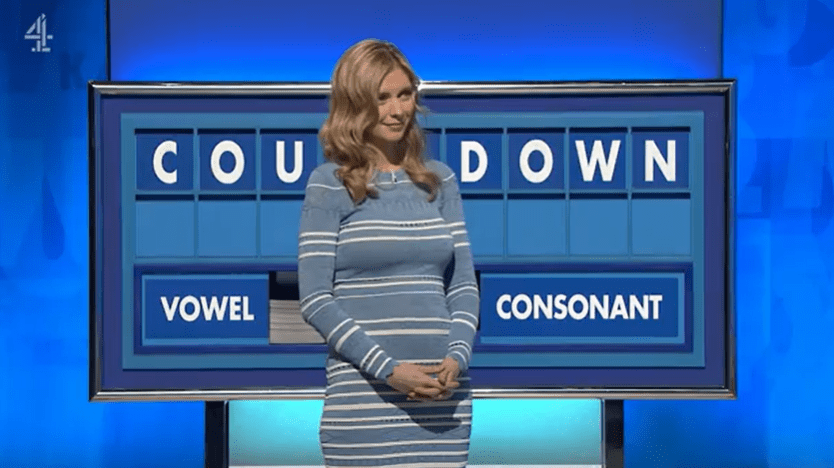 Rachel wore a figure hugging striped dress on Monday’s show