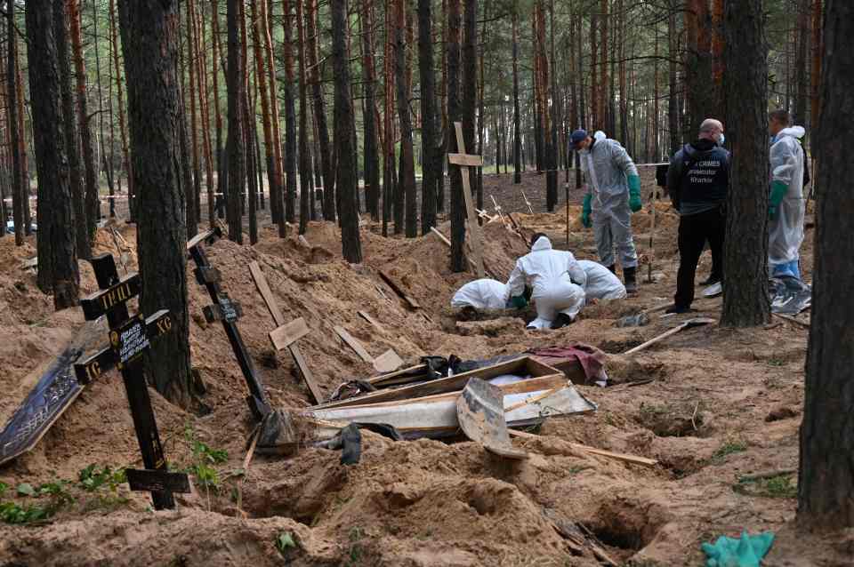 Mass graves of civilians killed by Russian forces