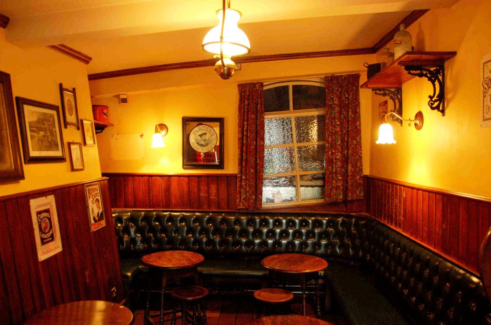 Even the inside of the pub is wonky - take a look at the windows