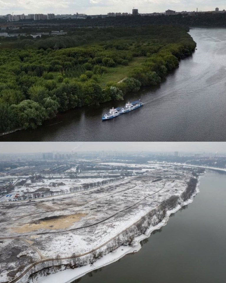 Images show how the Kuryanovo district of Moscow has been cleared of trees