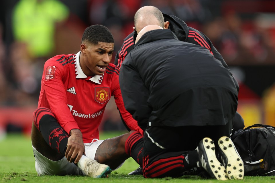 Marcus Rashford picked up a knock in the 3-1 win over Fulham