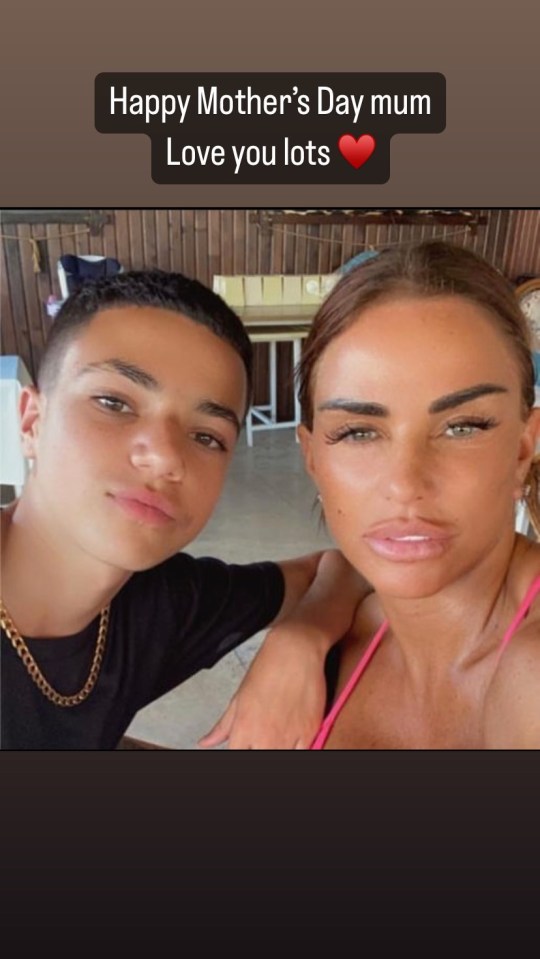 Junior Andre posted a sweet message to Katie Price on Mother's Day