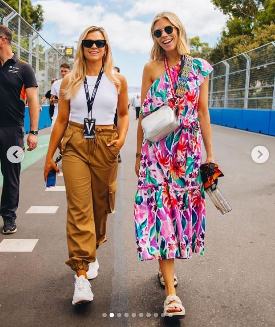 The TV presenter looked fabulous in a floral dress