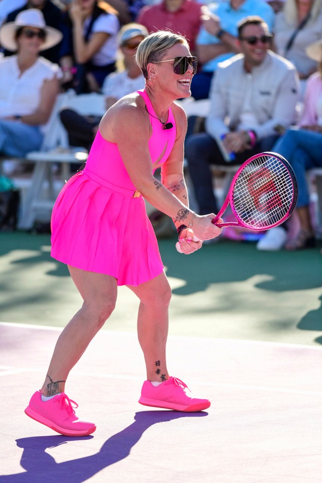 US singer Pink took part in a charity tennis match