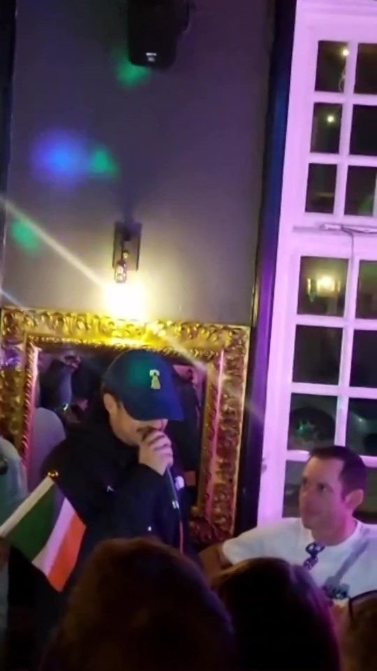 The actor jumped on-stage at a boozer in Windsor on St Patrick's Day