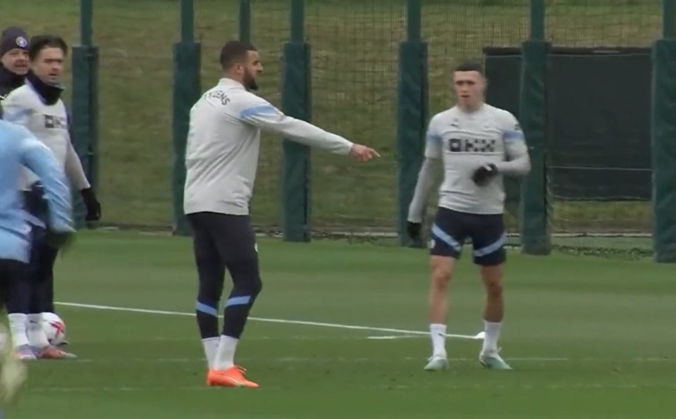 Walker at training with Man City yesterday