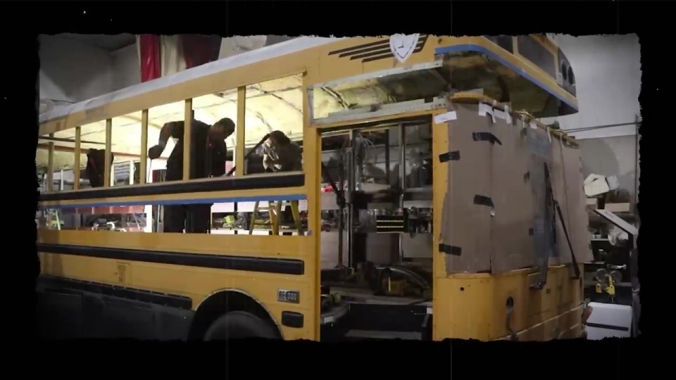 The yellow school bus has been transformed into a gorgeous home