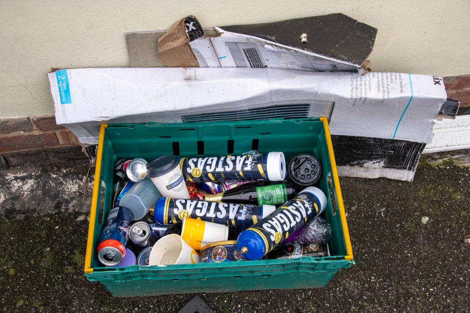 Canisters of nitrous oxide are discarded around the town