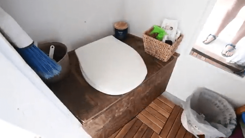 The compost toilet in Jessica's micro home