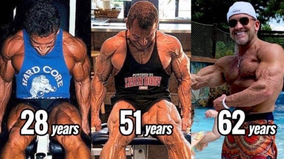 A before and now photo comparison of Labrada