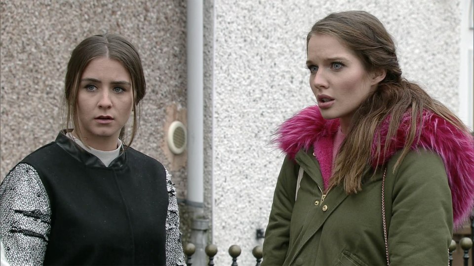 Brooke (left) in Corrie with co-star Helen Flanagan