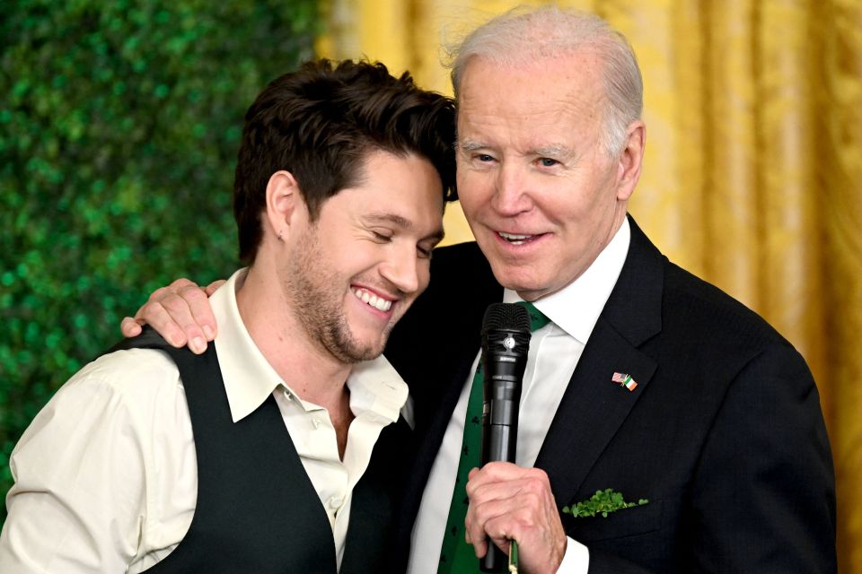 Niall Horan beams with US president Joe Biden on St Patrick’s Day