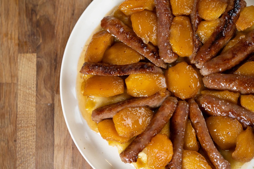 The sausage tarte tatin, another reinvented British classic