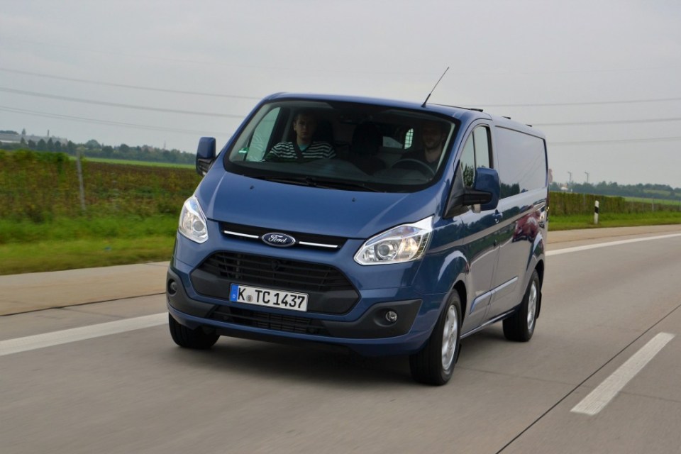 Munich, Germany, September 3th, 2012: Ford Transit Custom driving on the highway. This model is one of the most popular delivery vans in Europe.