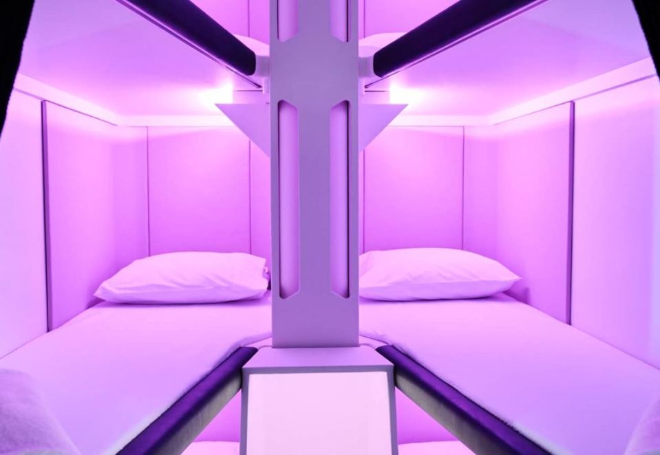 Passengers can book four hour slots in the bunk beds during the flights