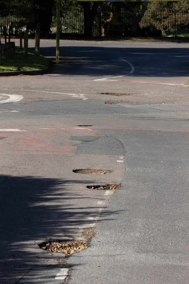 This road has been branded Britain's worst as it has 21 potholes in a 220-yard stretch