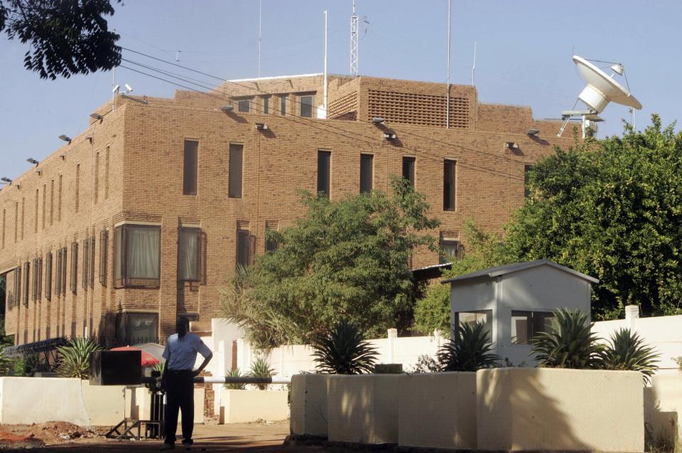 The now evacuated British embassy in Khartoum