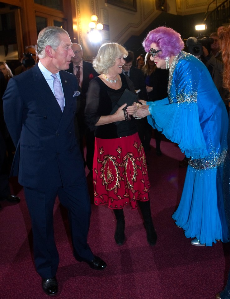 Dame Edna meeting the future King Charles III