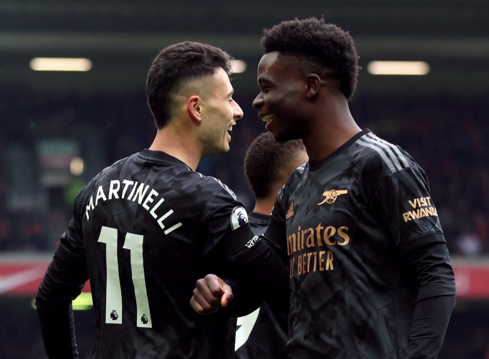 Gabriel Martinelli and Bukayo Saka are Arsenal's top scorers