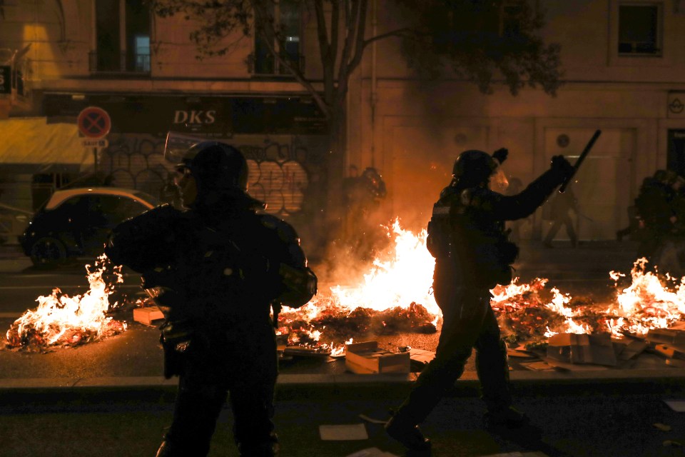 Protests broke out in Paris, shown, as well as Toulouse, Marseille and Nantes on Monday