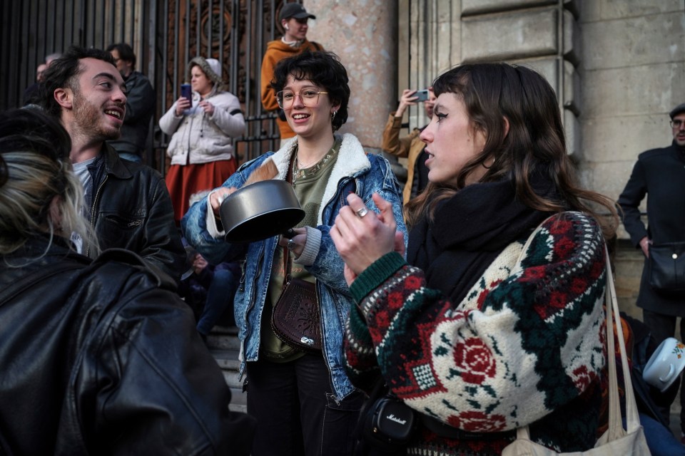 People also banged pots and pans in the French city of Lyon