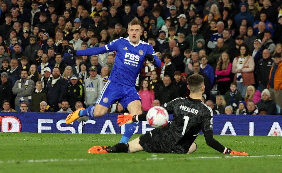 Jamie Vardy slotted in to level the crunch clash